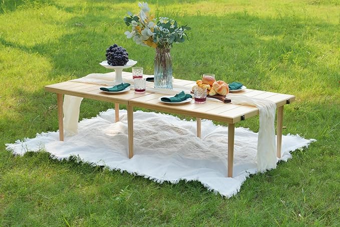 30×30-inch Bohemian Style Picnic Table with 60×30-inch Tabletop and Dual Height Adjustment for Patio Grilling.