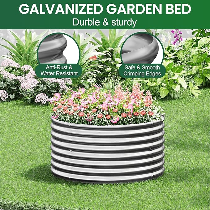 3 Pack 2x2ft Galvanized Raised Garden Bed Outdoor, Metal Garden Bed for Vegetables, Above Ground Garden Box for Flower, Steel Raised Beds for Gardening - 2FTx2FTx10inch