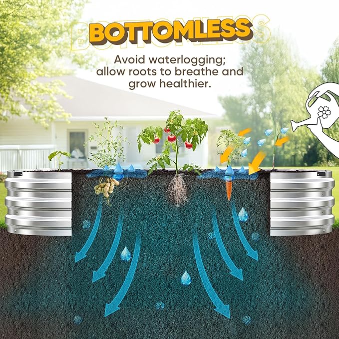 KING BIRD Raised Garden Bed Kit 2025 Upgraded Quick-Setup Galvanized Planter Garden Box Outdoor for Gardening, Vegetables, Flowers, 74x36x12 in, Silver 2PCS