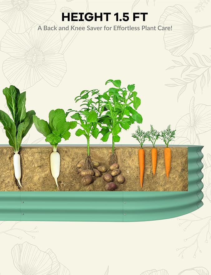 2 Pcs Raised Garden Beds Outdoor 8x4x1.5ft - Galvanized Steel Planter Box for Vegetables, Flowers, Rust-Resistant Garden Box, Easy Assembly Raised Beds, Durable Planters for Outdoor Plants, Green