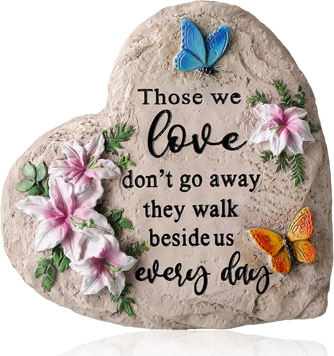 Jetec Memorial Garden Stone Sympathy Gift Decor Those We Love Don't Go Away Memorial Bereavement in Memory of Loss of Loved One Condolence Gifts for Outdoors(6 Inch)