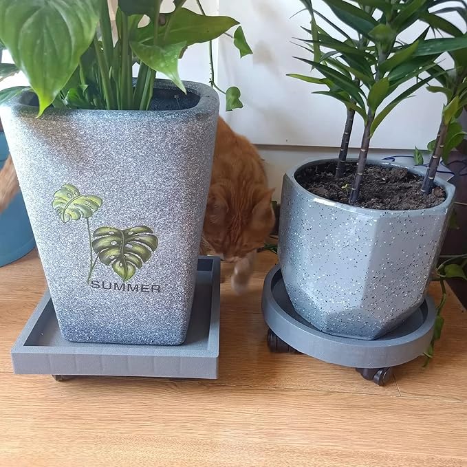 2 Pack of 11 Inch Heavy Duty Plant Caddy with Wheels,Rolling Plant Stand Pot Trolley,Wheeled Planter Saucer Tray,Potted Flower Mover Dolly with Casters Round Coaster for Indoor Outdoor