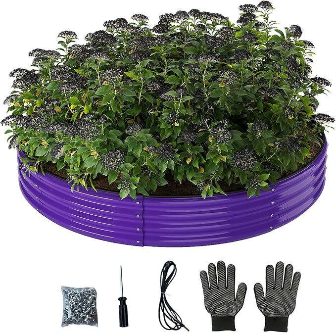 Galvanized Metal Planter Round Raised Garden Bed Kit for Gardening Outdoor，3x3x1ft Grow Garden Box Raised Flower Bed，Round Galvanized Planter Outdoor Large Metal Fire Pit Ring