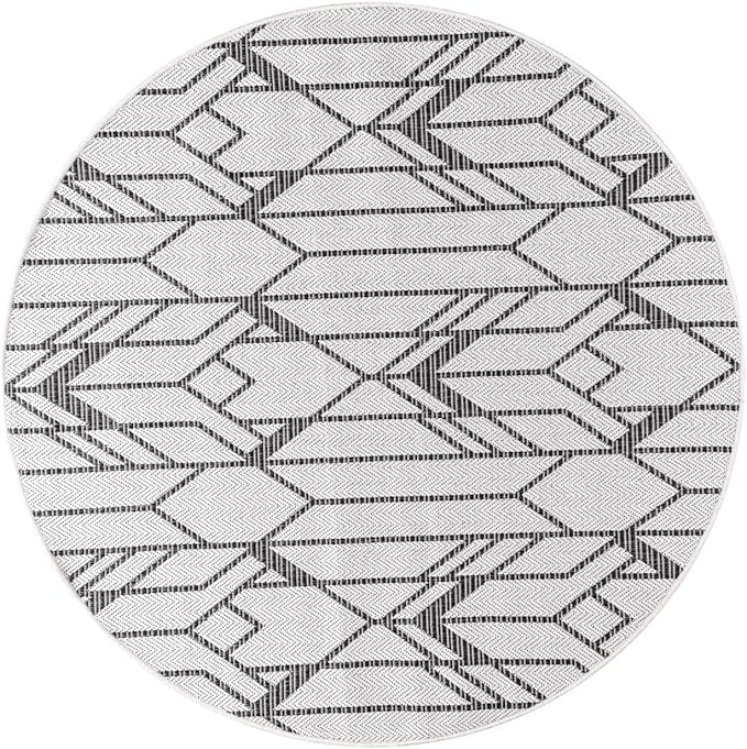 Keen Home Design Terrace Outdoor Round Rug - 5ft Round Washable Indoor/Outdoor Rug for Patio, Kitchen, Balcony, Beach, Garden, Deck and Porch, Size: 5'3" Round