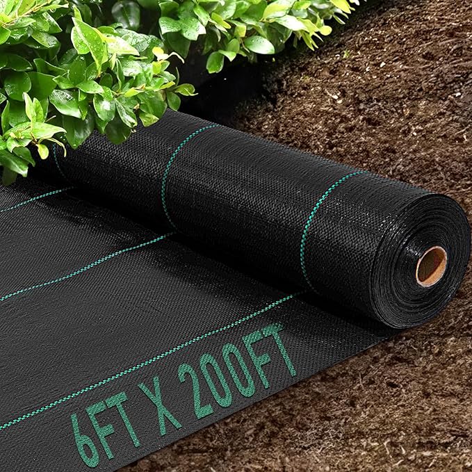 KAKO 6x200FT Weed Barrier Fabric, Heavy Duty Weed Barrier Landscape Fabric, Garden Weed Barrier Fabric, Garden Fabric Weed Barrier Weed Cloth for Landscaping Fabric, Garden Fabric, Driveway Fabric