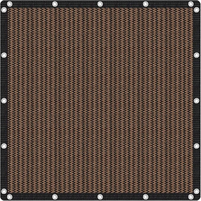 VICLLAX Shade Fabric Sun Shade Cloth with Every 2 FT Grommets for Patio Garden Pergola Cover Canopy 7x11 FT, Mocha