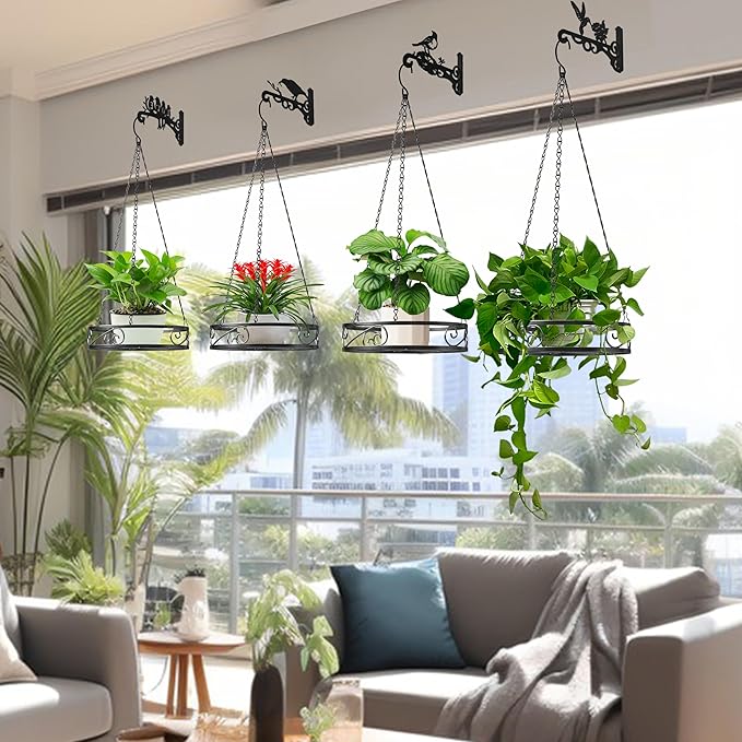 2-Pack Hanging Planters for Indoor Plants - Heavy Duty Metal Plant Hanger Indoor with 3 Chains and Hooks – Aesthetic Hanging Plant Holder for an Instant Indoor and Outdoor Decor