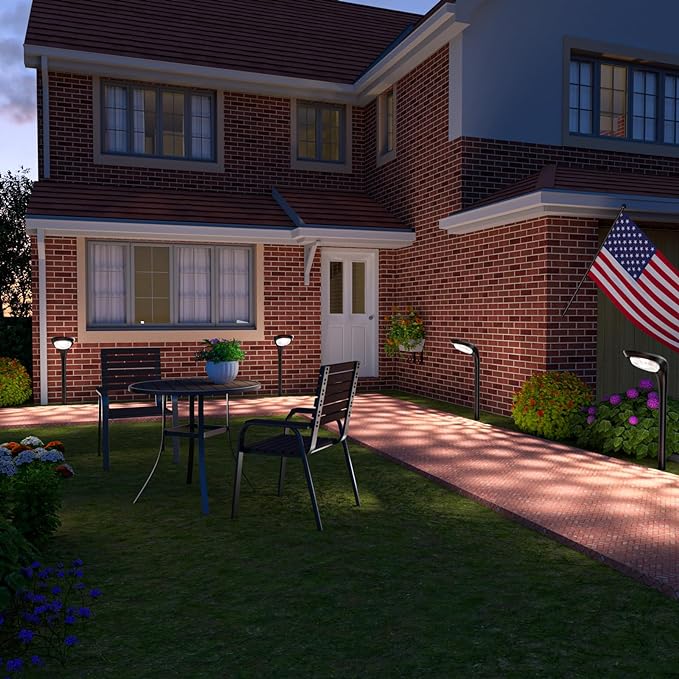 JSOT Solar Pathway Lights- 4 Pack Solar Outdoor Lights Waterproof Landscape Lighting Outdoor for Outside Garden Yard Backyard Driveway Walkway, Cool Light & Warm Light