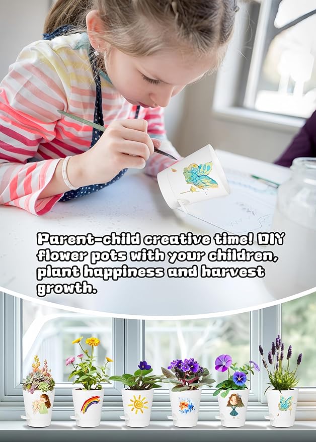 12 Pack 4 Inch Self Watering Plant Pots with Drainage and Saucers，Plastic Flower Pots for Indoor and Outdoor Plants, Nursery Planters for Houseplants and Herbs White, 4 inch 12pcs