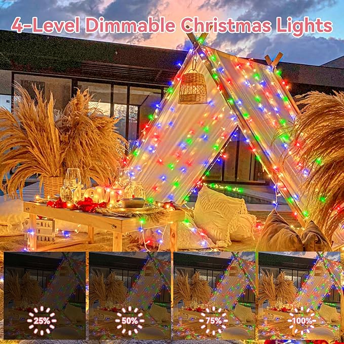 Heceltt 1600 LED 630FT String Lights Outdoor, 8 Modes Christmas Lights Plug in, IP44 Waterproof Led String Lights with Timer and Memory for Christmas Holiday Wedding Decorations (Multicolor)