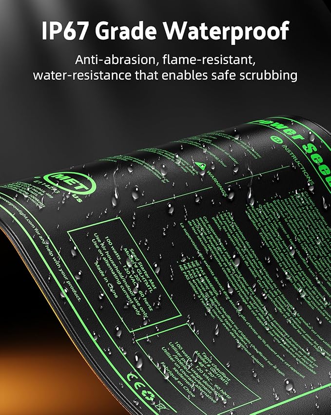 iPower 20" x 20" Waterproof Durable Seedling Heat Mat Warm Hydroponic Plant for Indoor Gardening Germination Starting