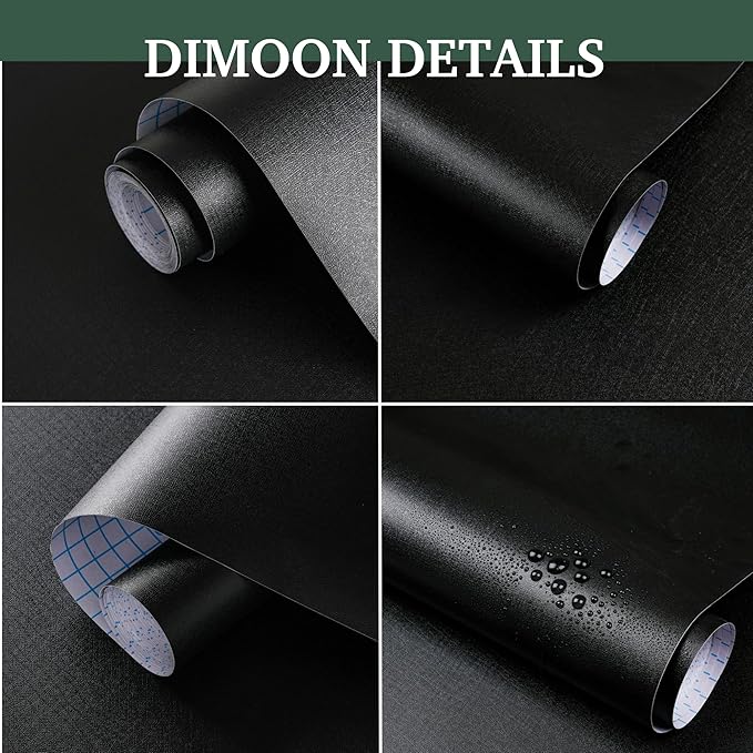 Dimoon 590''x17.7'' Black Peel and Stick Wallpaper Contact Paper Self Adhesive Wall Paper