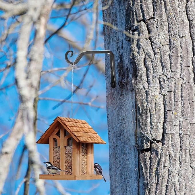 Jardim 2 Pack 6 Inch Premium Decorative Metal Iron Wall Hook, Indoor Outdoor Plant Hanger, Rustic Hanging Gardening Bracket Hook, for Planters, Bird Feeders, Lanterns, Wind Chimes (Black)