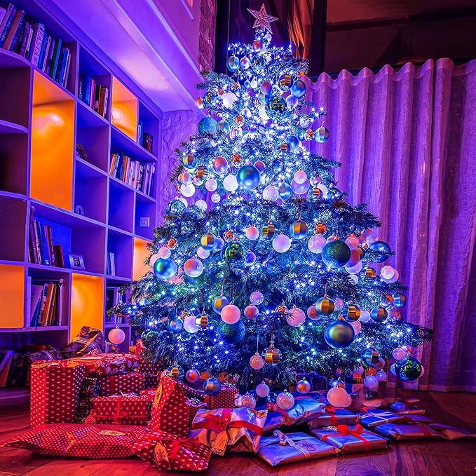 JMEXSUSS 250 LED Blue Christmas String Lights: 91.5ft Extendable Green Wire Blue Christmas Lights Outdoor Waterproof - 8 Modes Christmas Tree Lights Indoor