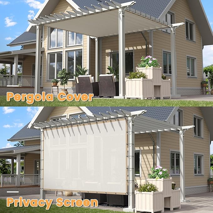 VICLLAX Shade Fabric Sun Shade Cloth with Every 2 FT Grommets for Patio Garden Pergola Cover Canopy 4x13 FT, Cream