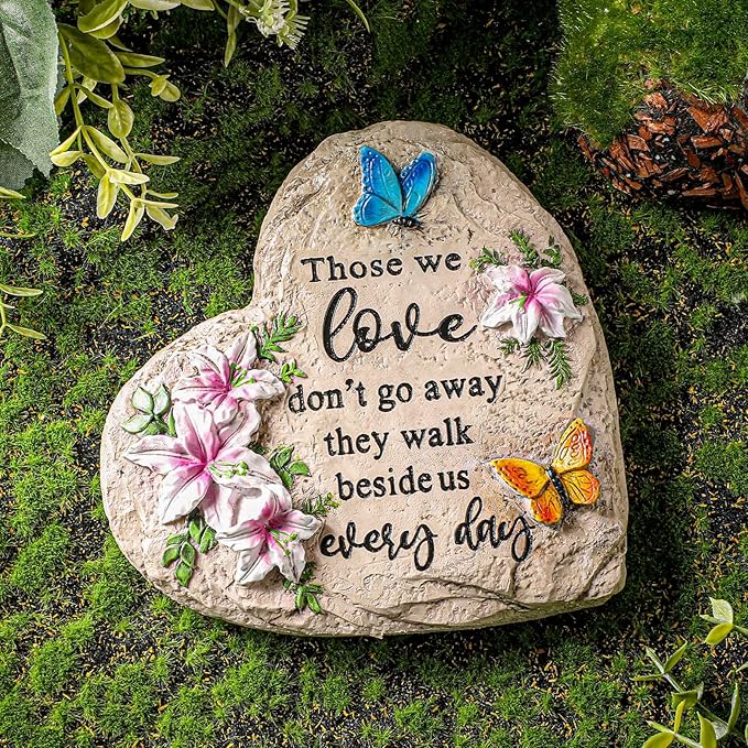 Jetec Memorial Garden Stone Sympathy Gift Decor Those We Love Don't Go Away Memorial Bereavement in Memory of Loss of Loved One Condolence Gifts for Outdoors(6 Inch)