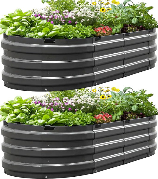 KING BIRD Raised Garden Bed Kit 2025 Upgraded 10-Minute Assembly Galvanized Planter Garden Box Outdoor for Gardening, Vegetables, Flowers, 47x24x12 in, Dark Grey 2PCS