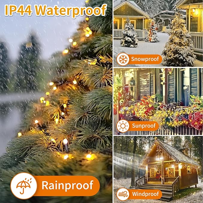 Christmas Tree Light 200 LEDs 73ft Green Cable Wire Fairy String Twinkle Lights Plug in 12 Modes for Xmas Party, Indoor,Outdoor, Garden, Wedding, Home Decoration (Multi Color)