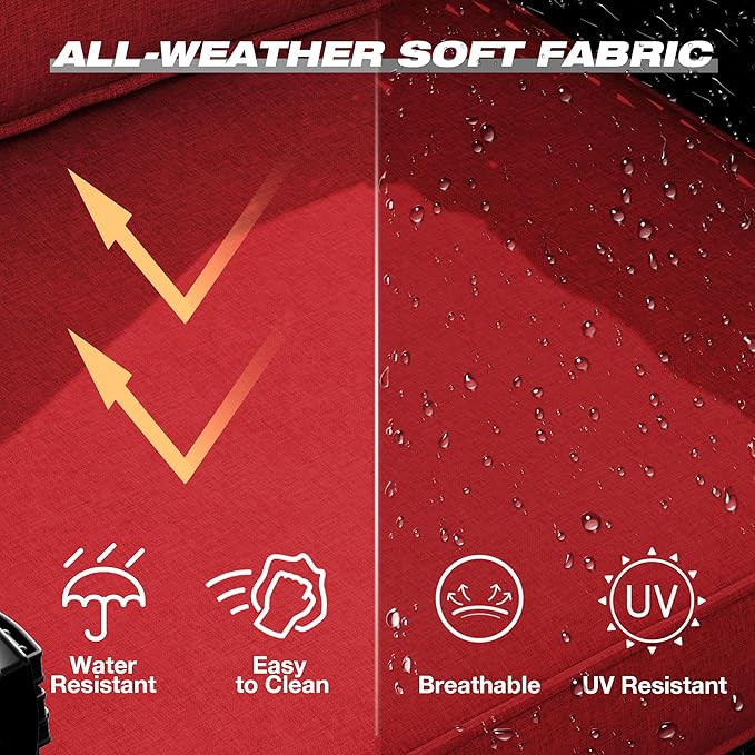 Joyside Wicker Patio Furniture Sets, 5 Pieces Upgraded Large Size Outdoor Furniture with Patio Dining Chairs, 3-Seat Sofa and Outdoor Ottoman, Thick Cushions, Wide Armrest