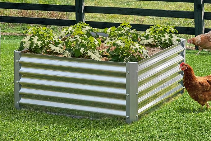 Arrow Sheds GrowIT Galvanized Steel Raised Flower and Plant Bed for The Garden or Greenhouse, 36" x 36" x 17"