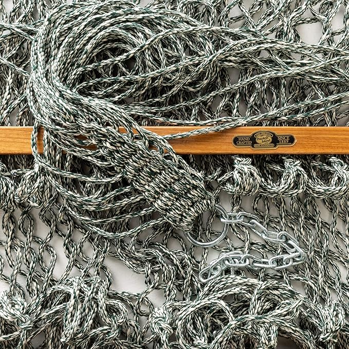 Original Pawleys Island Large Green Oatmeal Heirloom Tweed DURACORD® Rope Hammock with Extension Chains & Tree Hooks, Handcrafted in The USA, 450 LB Weight Capacity, 13 ft. x 55 in.