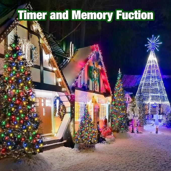 Christmas Light 1000 LEDs 336ft Green Cable Wire Fairy String Tree Twinkle Lights Plug in 12 Modes for Christmas Party, Outdoor, Garden, Wedding, Home Decoration (White)