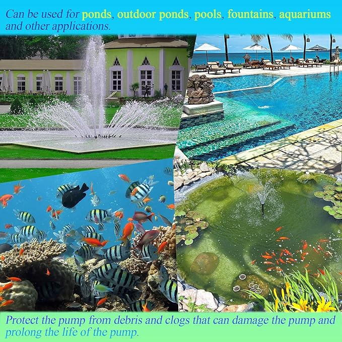 10 inch Large Pond Pump Filter Upgraded 2.0, Extended Anti-Clogging Outdoor Mesh Water Pump Cover Barrier Box, Nylon Mesh Bag+Brackets, Outdoor Pond Filters for Pond, Koi Pond and Pool