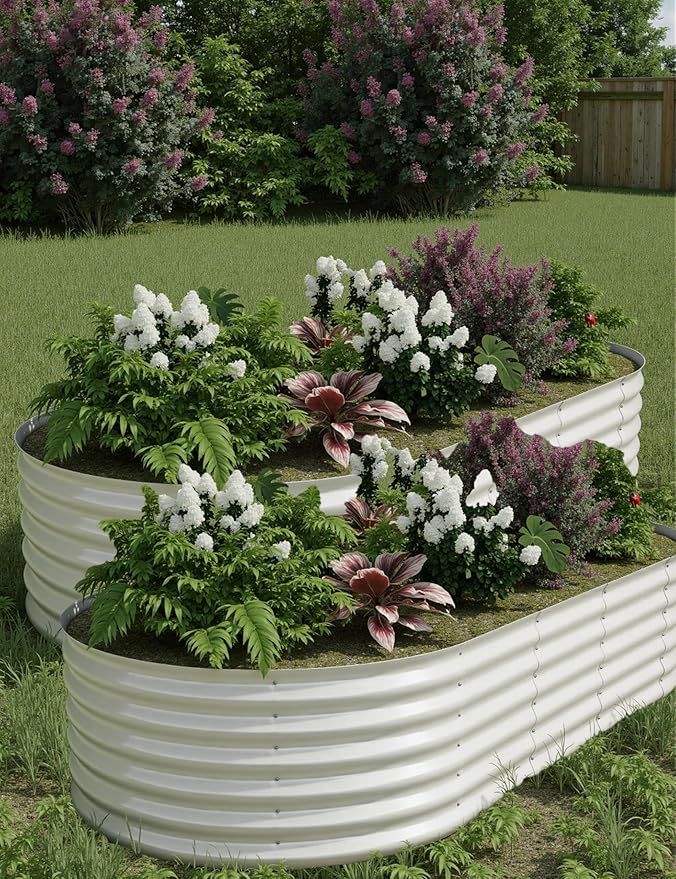 2 Pcs Raised Garden Beds Outdoor 8x4x1.5ft - Galvanized Steel Planter Box for Vegetables, Flowers, Rust-Resistant Garden Box, Easy Assembly Raised Beds, Durable Planters for Outdoor Plants, Beige