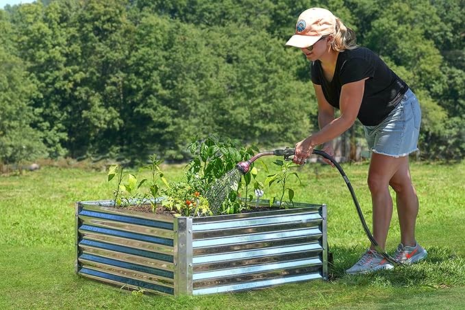 Arrow Sheds GrowIT Galvanized Steel Raised Flower and Plant Bed for The Garden or Greenhouse, 36" x 36" x 17"