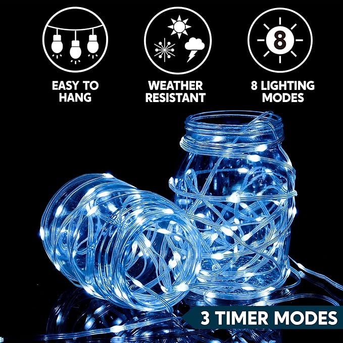 Joiedomi 1200 LED Christmas String Lights Outdoor,394FT Cool White Fairy Light with Remote 8 Modes Timer, Plug in PVC Clear Wire Lighting Decor with Reel for Indoor Dorm Classroom Bedroom Holiday