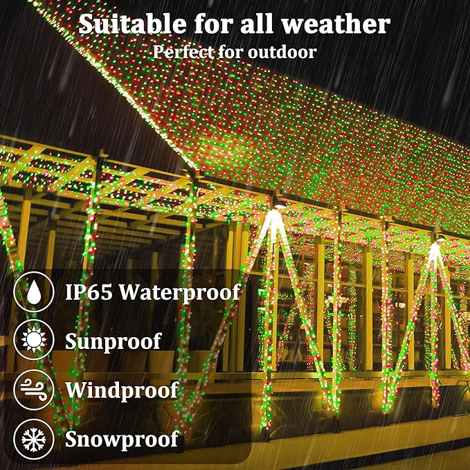 2-Pack 200FT Solar String Lights for Outside, 600 LED Extra-Bright Solar Light Outdoor with 19 Modes & Timer, Waterproof Fairy Solar Lights for Garden Patio Tree Christmas Decorations Red & Green