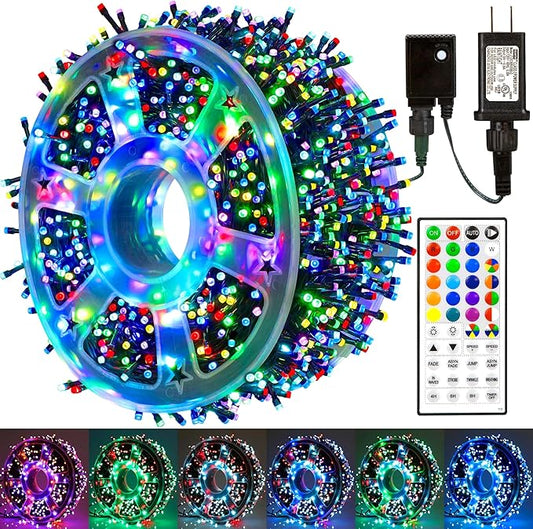 164 FT 500 LED Christmas String Lights, Waterproof RGB String Lights with Remote Control&Timer Function, 24 Colors Changing Fairy Lights for Indoor Outdoor Room Wall Christmas Tree Party Decoration