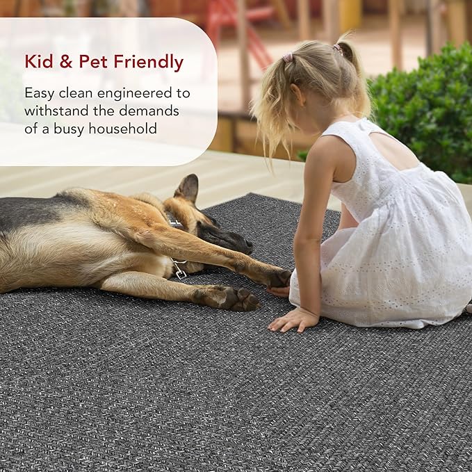 nuLOOM 3' x 5' Solid Hand Braided Indoor/Outdoor Area Rug, Pet-Friendly, High Traffic, Weather Resistant, for Patio, Balcony, Bedroom, Living, Dining Room, Wynn Charcoal