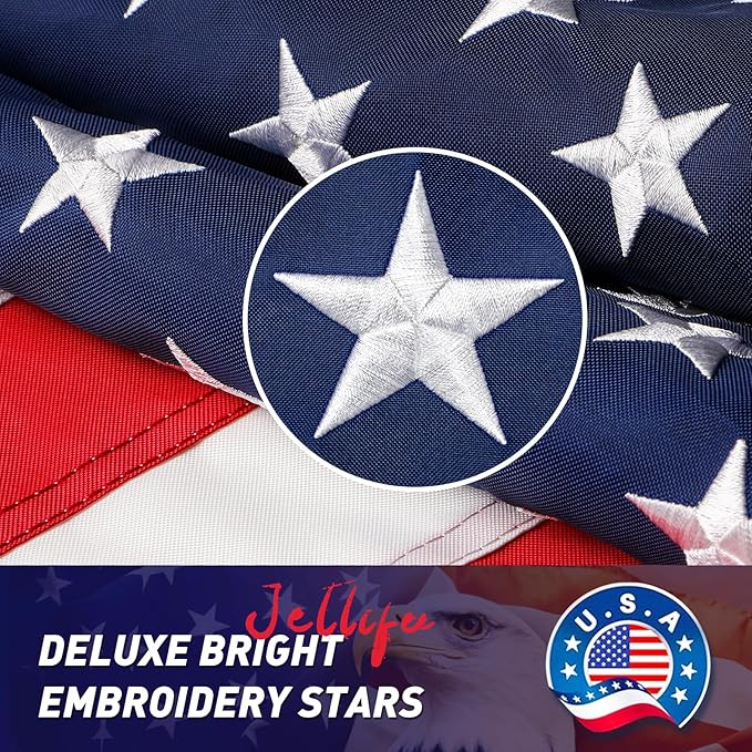 American Flag 4x6 Outdoor, 4x6 Flags Outside, All Weather US Flags with Embroidered Stars Sewn Stripes Brass Grommets, Vivid Color, Nylon USA Flag for Outdoor Indoor (4 by 6 Foot)