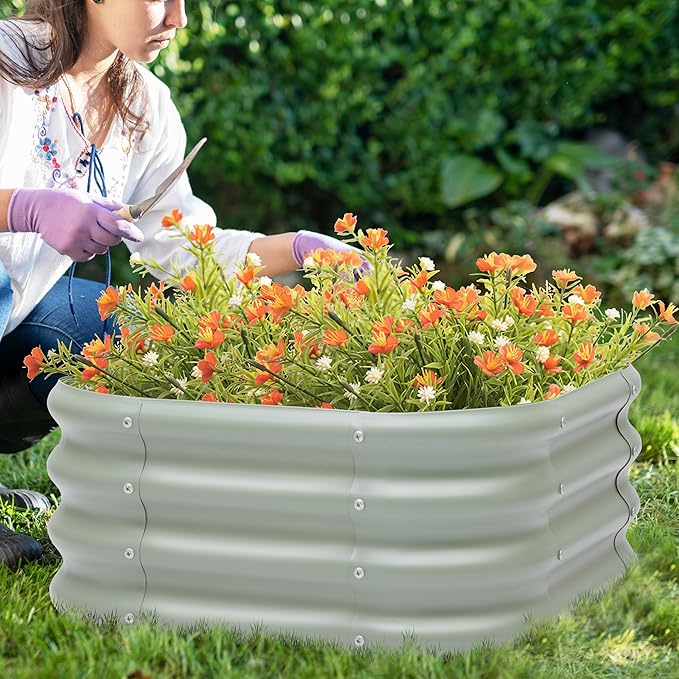 2-Pack 2x1ft Galvanized Raised Garden Bed, Outdoor Planter Bed, Metal Planter Box for Gardening and Planting,LG