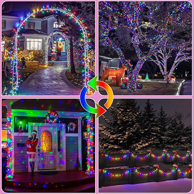 2 Pack Solar for Outside, Each 79Ft 240 LED Solar Lights Outdoor, 8 Modes Waterproof Solar Powered Twinkle Lights for Backyard Patio Tree Party Garden Decoration, Multicolor