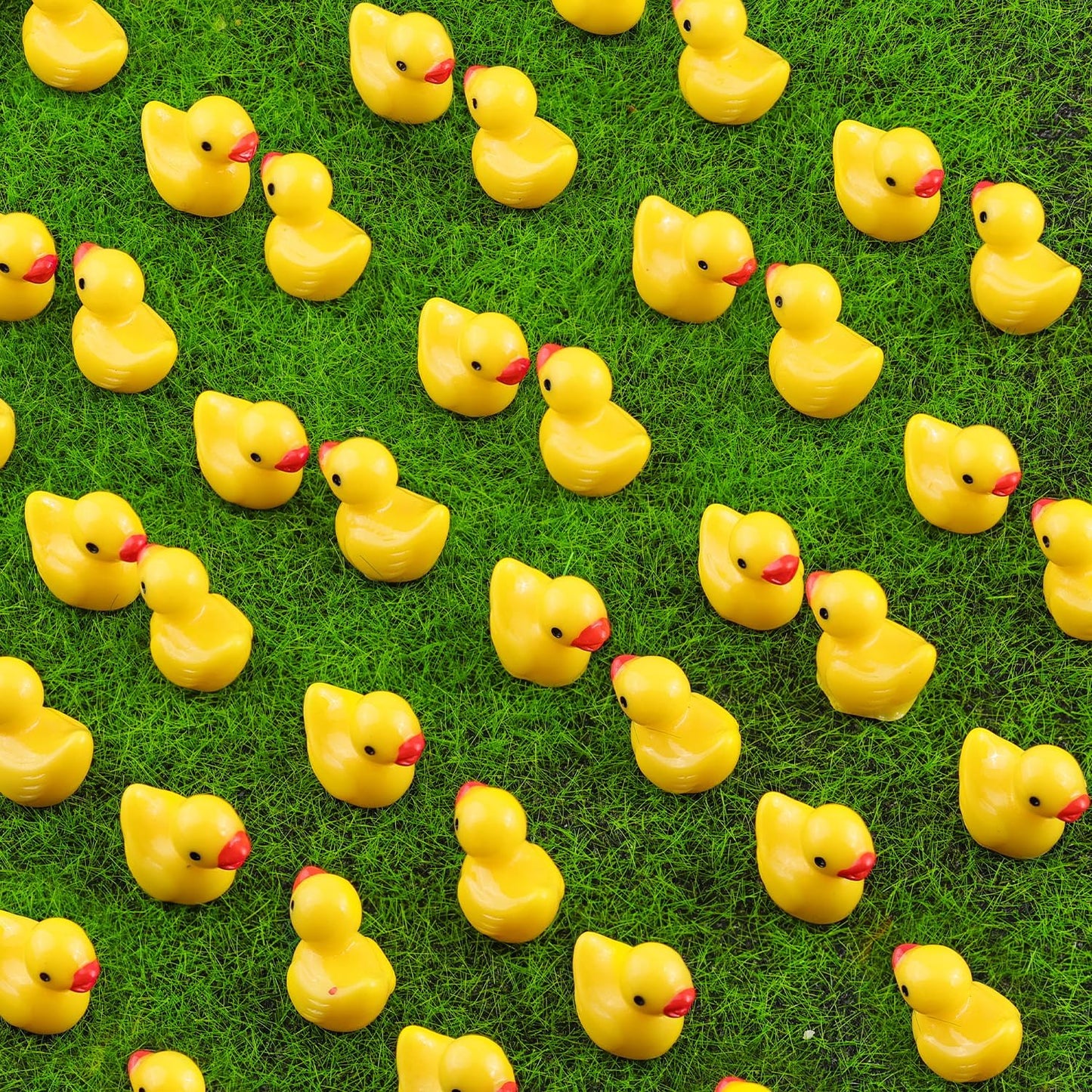 150PCS Mini Resin Animals Cute Yellow Tiny Ducks,Miniature Duck Figures to Hide,Little Animal Toys Small Figurines Bulk for Topper Desk Garden Dollhouse Landscape Aquarium Ornaments DIY Crafts & Decor