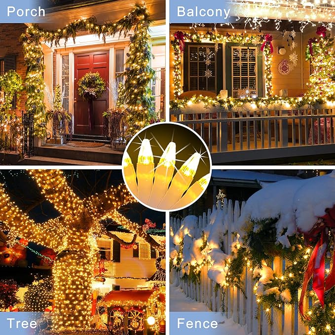 180 LED 59FT Fairy String Lights, LED Christmas Lights with 8 Modes, Connectable Indoor String Lights with Timer Memory for Outdoor Tree Fence Garden Bedroom Wedding Christmas Decorations Warm White
