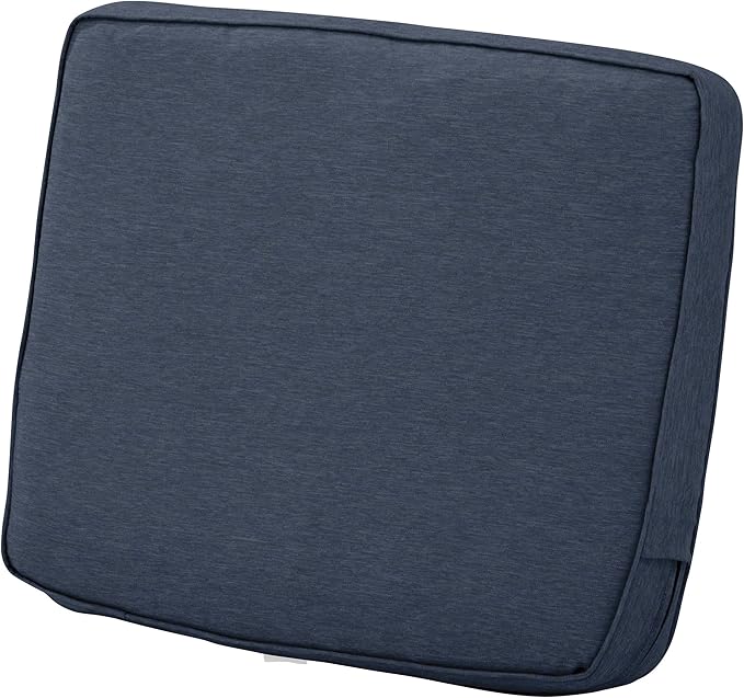 Classic Accessories Montlake Water-Resistant 25 x 18 x 4 Inch Patio Lounge Back Cushion, Heather Indigo Blue, Outdoor Loveseat Cushions
