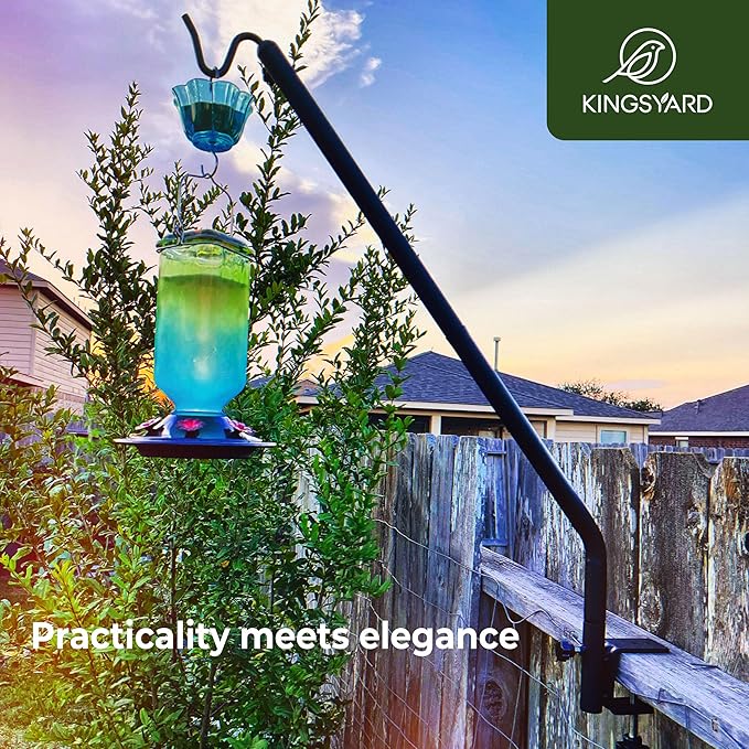 Kingsyard 2 Pack Heavy Duty Deck Hook, 27"-39" Adjustable Metal Deck Railing Hooks for Hanging Bird Feeders, Planters, Suet Baskets, Lanterns, Wind Chimes, Clamp Mounted