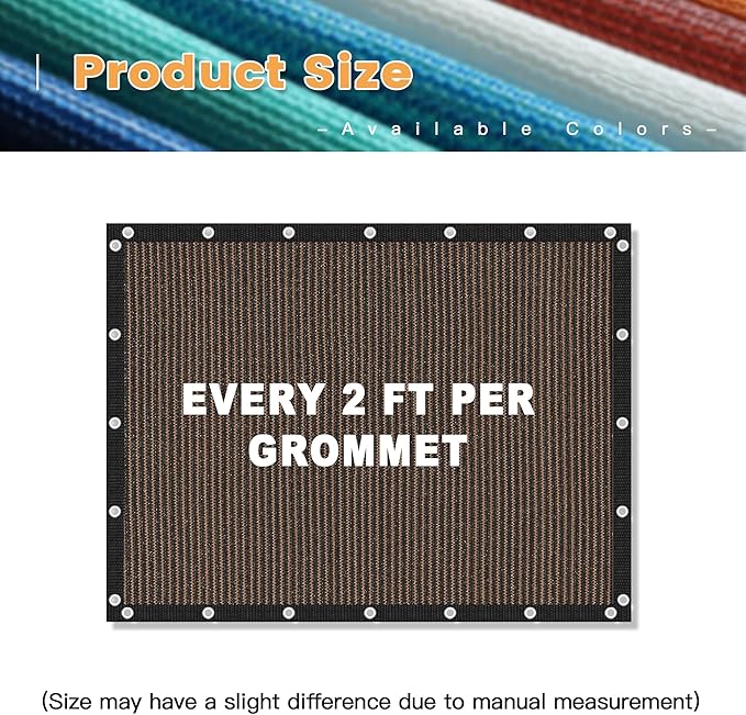 VICLLAX Shade Fabric Sun Shade Cloth with Every 2 FT Grommets for Patio Garden Pergola Cover Canopy 6x8 FT, Mocha