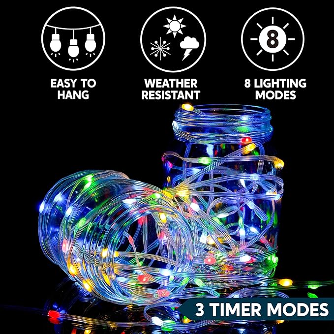 Joiedomi 600 LED Christmas String Lights Outdoor,198FT Multicolor Fairy Light with Remote 8 Modes Timer, Plug in PVC Clear Wire Lighting Decor with Reel for Indoor Dorm Classroom Bedroom Holiday