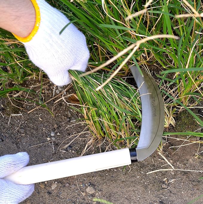 KAKURI Grass Sickle Garden Tool 7.6", Japanese Style Kama Weeding Sickle, Stainless Steel Blade