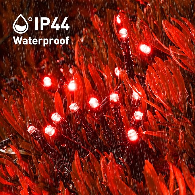 JMEXSUSS 2 Pack Red Solar String Lights, Total 400 LED 151FT Red Solar Lights Outdoor Waterproof, 8 Modes Christmas String Lights for Outside Yard Patio Garden Tree Decorations