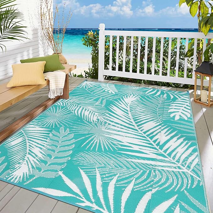 HiiARug Outdoor Rug 5x7 Reversible Plastic Straw Rug Waterproof Patio Rugs for Patios Clearance RV Mat for Outside Outdoor Carpet for RV Porch Deck Beach Camper Backyard