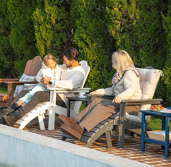 KINGYES Folding Adirondack Ottomans Set of 4 for Adirondack Chair, Navy