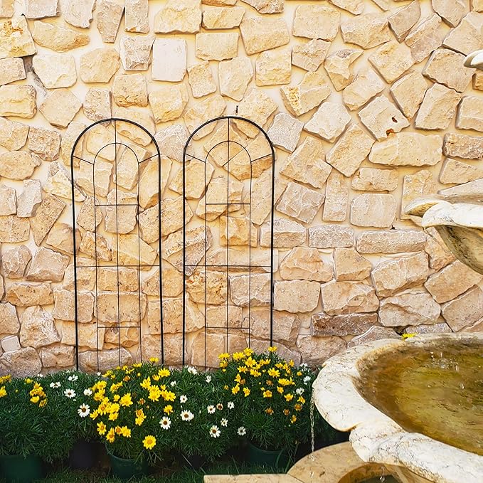 2 Pack Black Garden Trellis for Climbing Plants 59" H x 15.9" W Iron Plant Support Climbing Vines and Flowers Stands Vegetables Patio Metal Lattices Garden Addition Outdoor