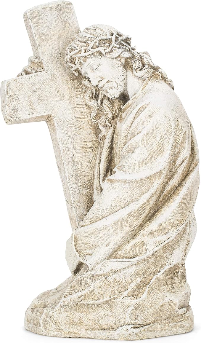 Joseph's Studio by Roman, Jesus Holding a Cross Garden Statue, Religious Outdoor Decor
