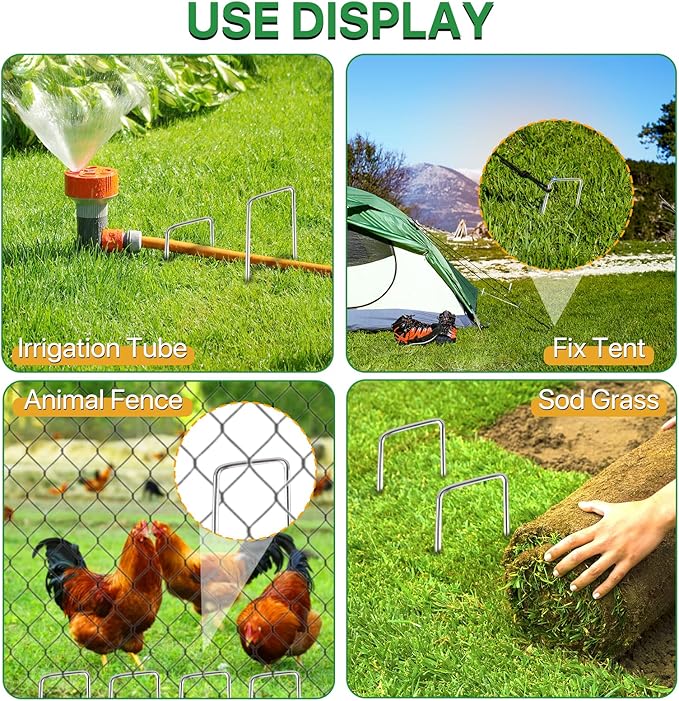 30 Pack Garden Stakes - 6 Inch Landscape Staples with Metal Yard Pins, Lawn Ground Stakes, Tent Stakes, Tarp Stakes for Anchoring Sod, Landscape Fabric, and Irrigation Tubing