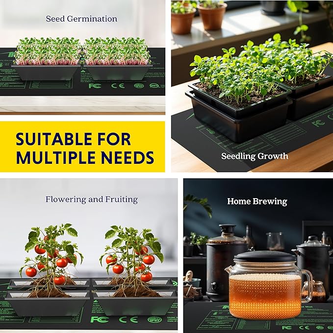 iPower 2 Pack 48"x20.75" Seedling Heat Mat with Built-in Temperature Controller, MET Certified Waterproof Plant Heating Pad, for Germination, Breeding, Brewing